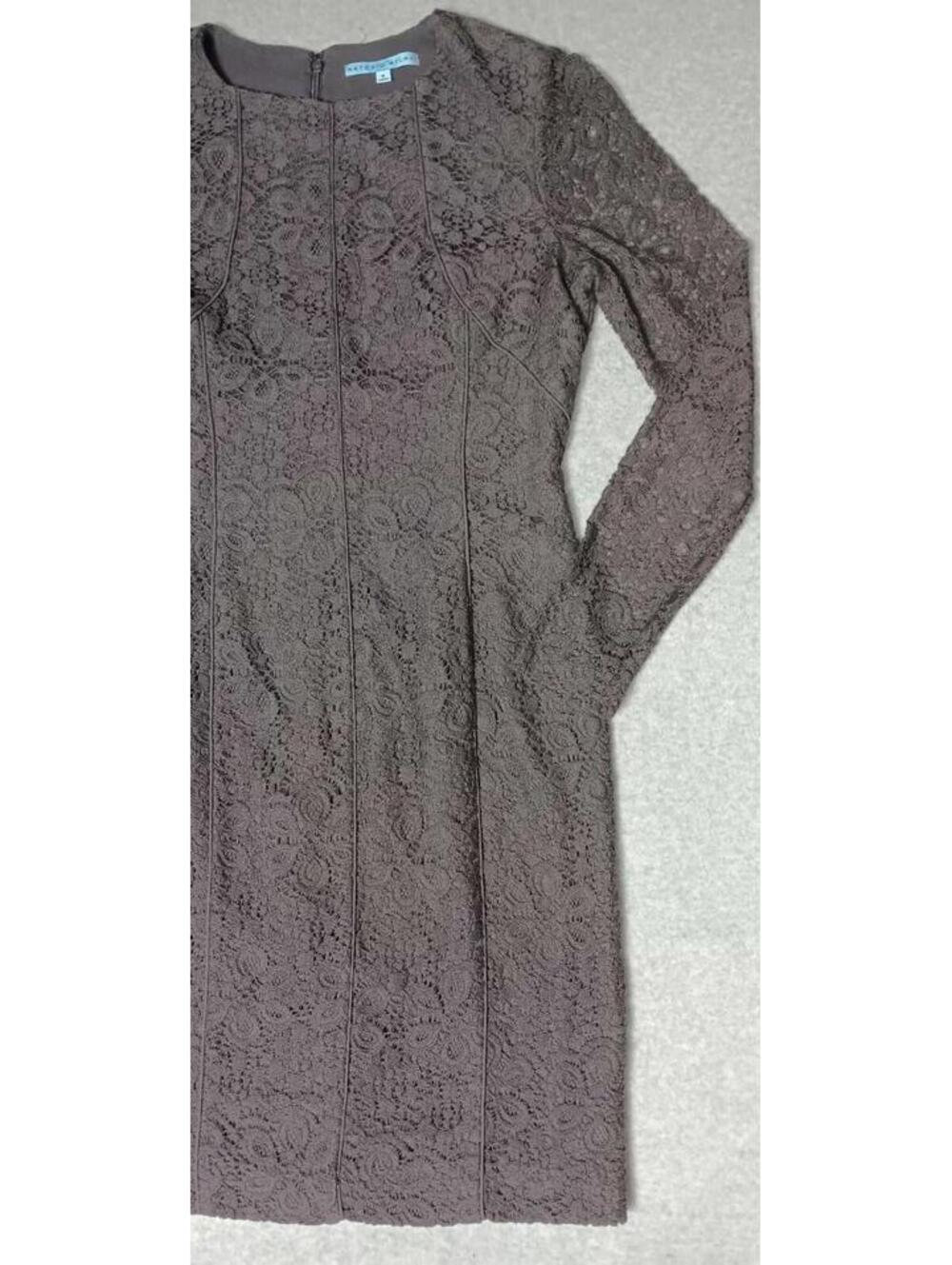 Antonio Melani Lace Overlay Body Con Dress Womens Size 6 Dark Gray Long... - Picture 11 of 11